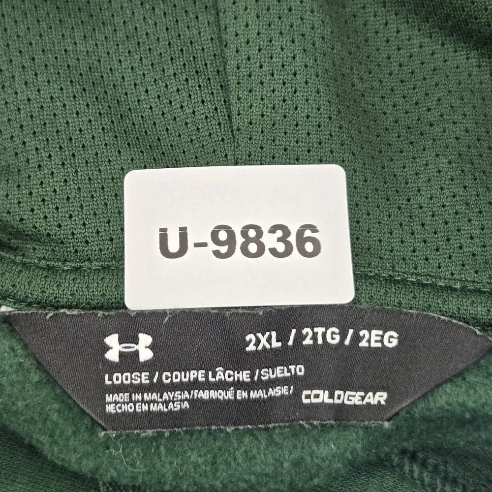 Under Armour Men Hoodie 2XL Green Fleece Coldgear Activewear Embroidered Logo‎